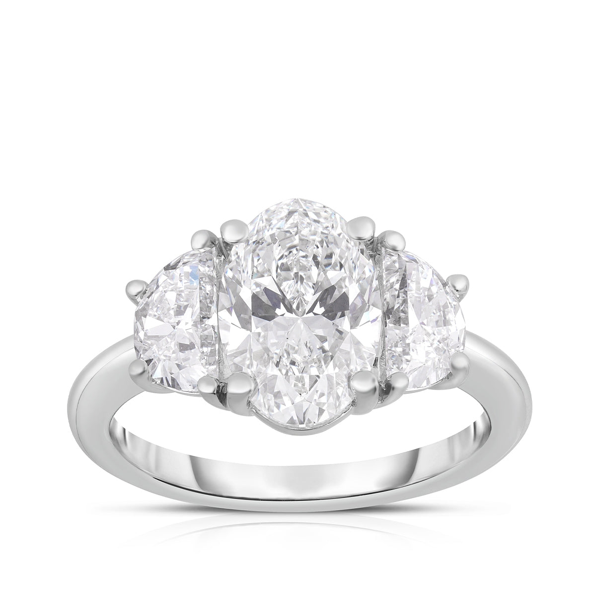 Adamante 4-1/4 ct. tw. Lab-Grown Oval & Half Moon 3-Stone Diamond Engagement Ring in 14K White Gold