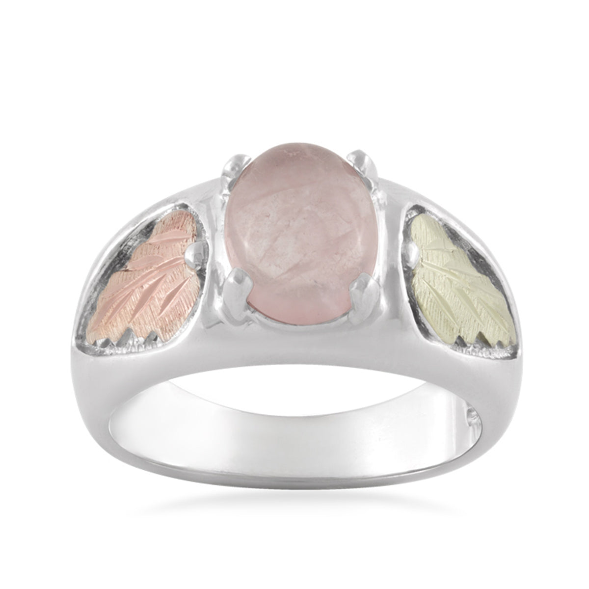 Black Hills Gold Oval Rose Quartz Ring in Sterling Silver