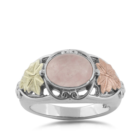 Black Hills Gold Oval Rose Quartz Ring in Sterling Silver (2)