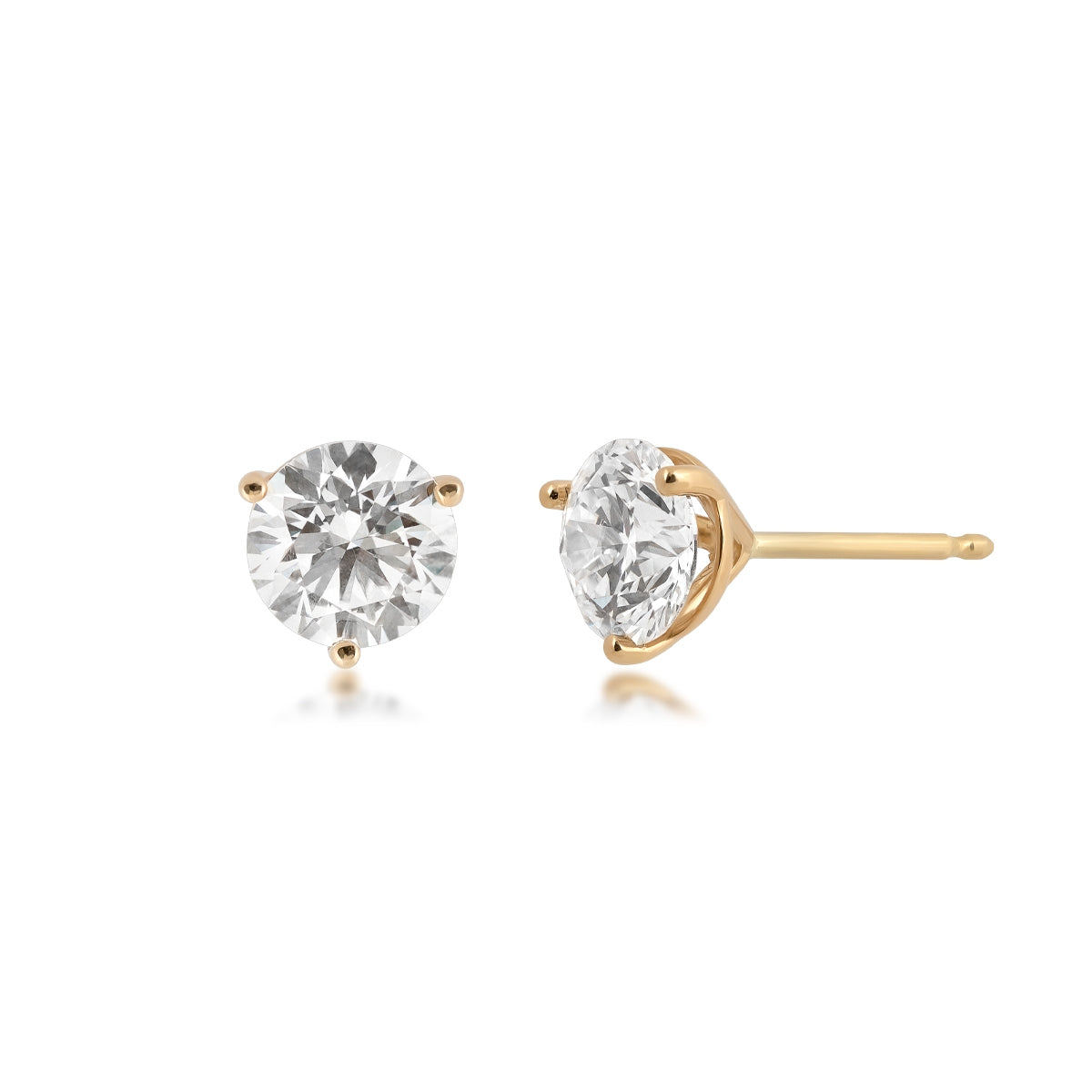 Adamante 2 ct. tw. Lab-Grown Round Brilliant Diamond Solitaire Earrings in 14K Yellow Gold