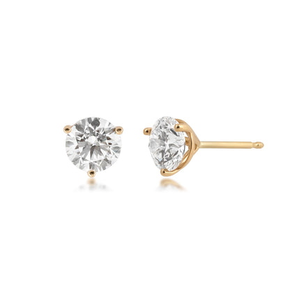 Adamante 2 ct. tw. Lab-Grown Round Brilliant Diamond Solitaire Earrings in 14K Yellow Gold