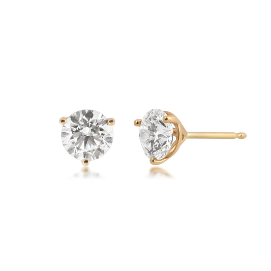 Adamante 2 ct. tw. Lab-Grown Round Brilliant Diamond Solitaire Earrings in 14K Yellow Gold