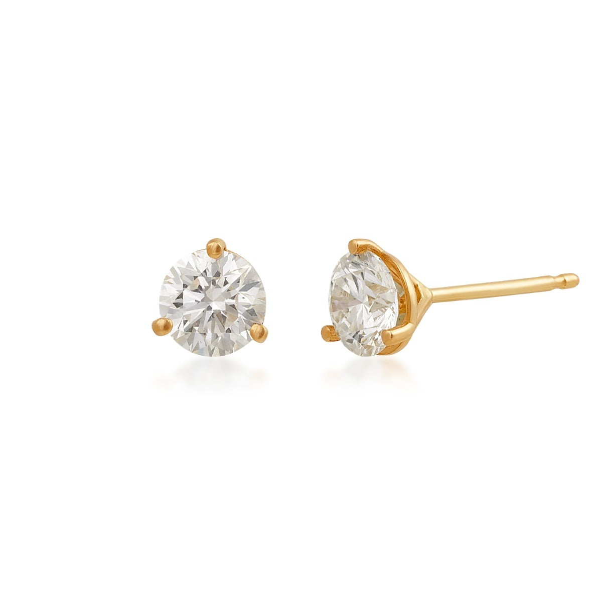 Adamante 1 ct. tw. Lab-Grown Round Brilliant Diamond Solitaire Earrings in 14K Yellow Gold (2)