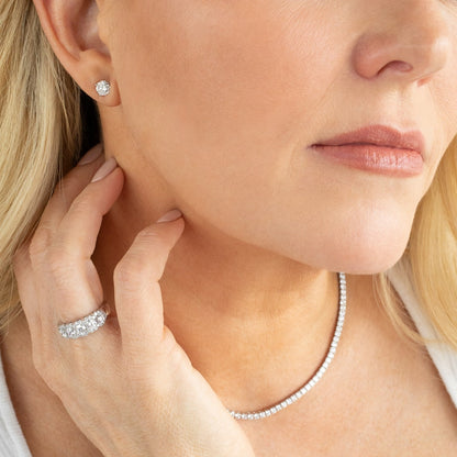 Adamante 1-1/2 ct. tw. Lab-Grown Round Brilliant Diamond Solitaire Earrings in 14K White Gold front view