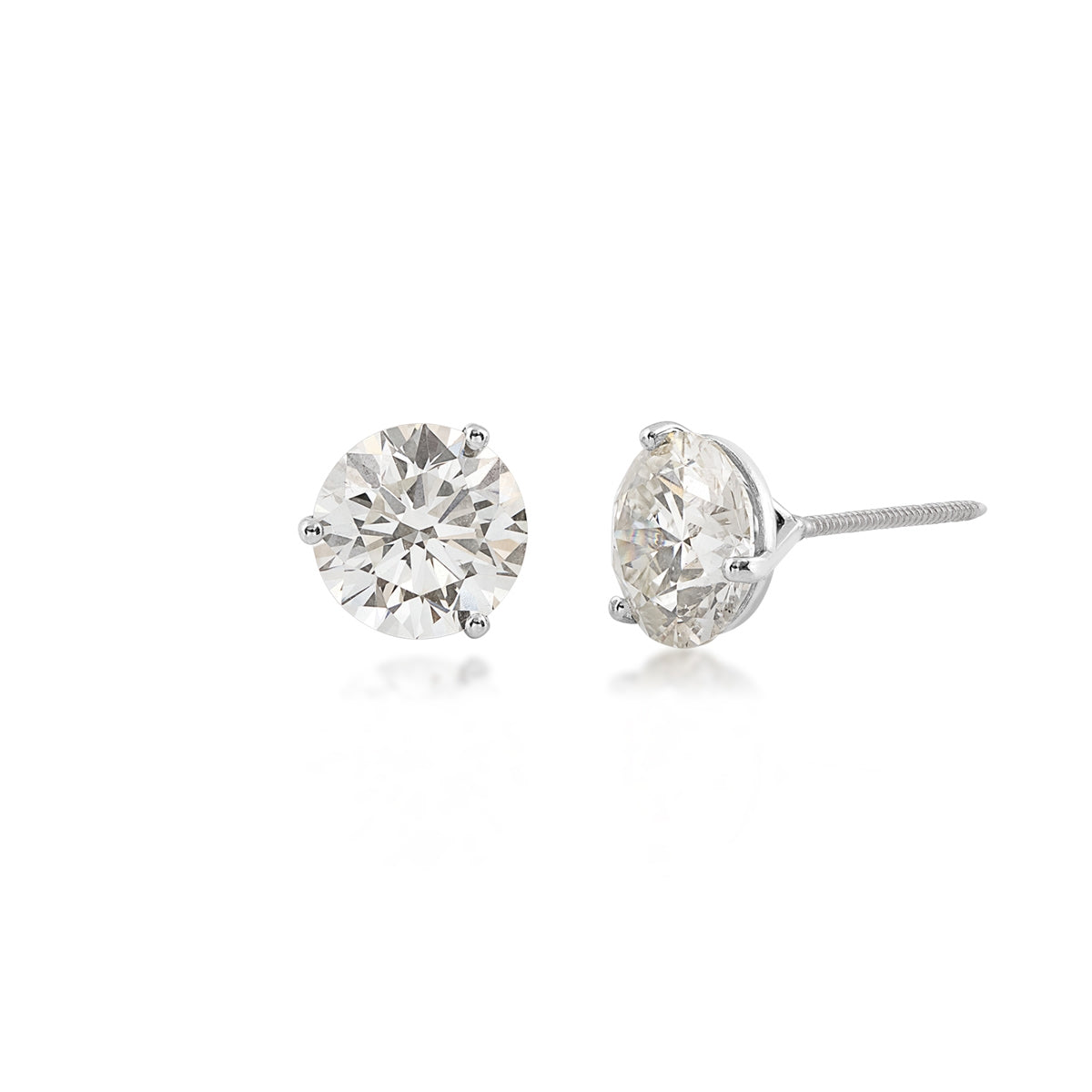 Adamante 3 ct. tw. Lab-Grown Round Brilliant Diamond Solitaire Earrings in 14K White Gold (2)