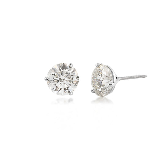 Adamante 3 ct. tw. Lab-Grown Round Brilliant Diamond Solitaire Earrings in 14K White Gold (2)