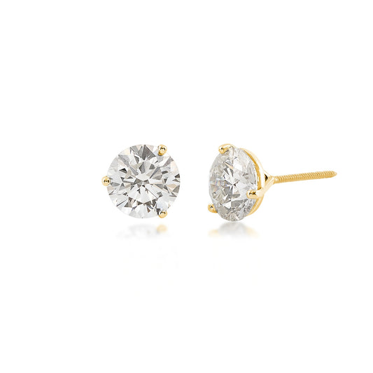 Adamante 3 ct. tw. Lab-Grown Round Brilliant Diamond Solitaire Earrings in 14K Yellow Gold (2)