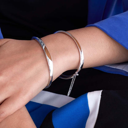 Kit Heath Hinge Bangle Bracelet in Sterling Silver front view