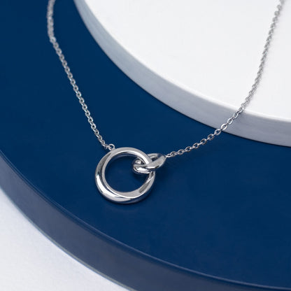 Kit Heath Linked Circle Necklace in Sterling Silver front view