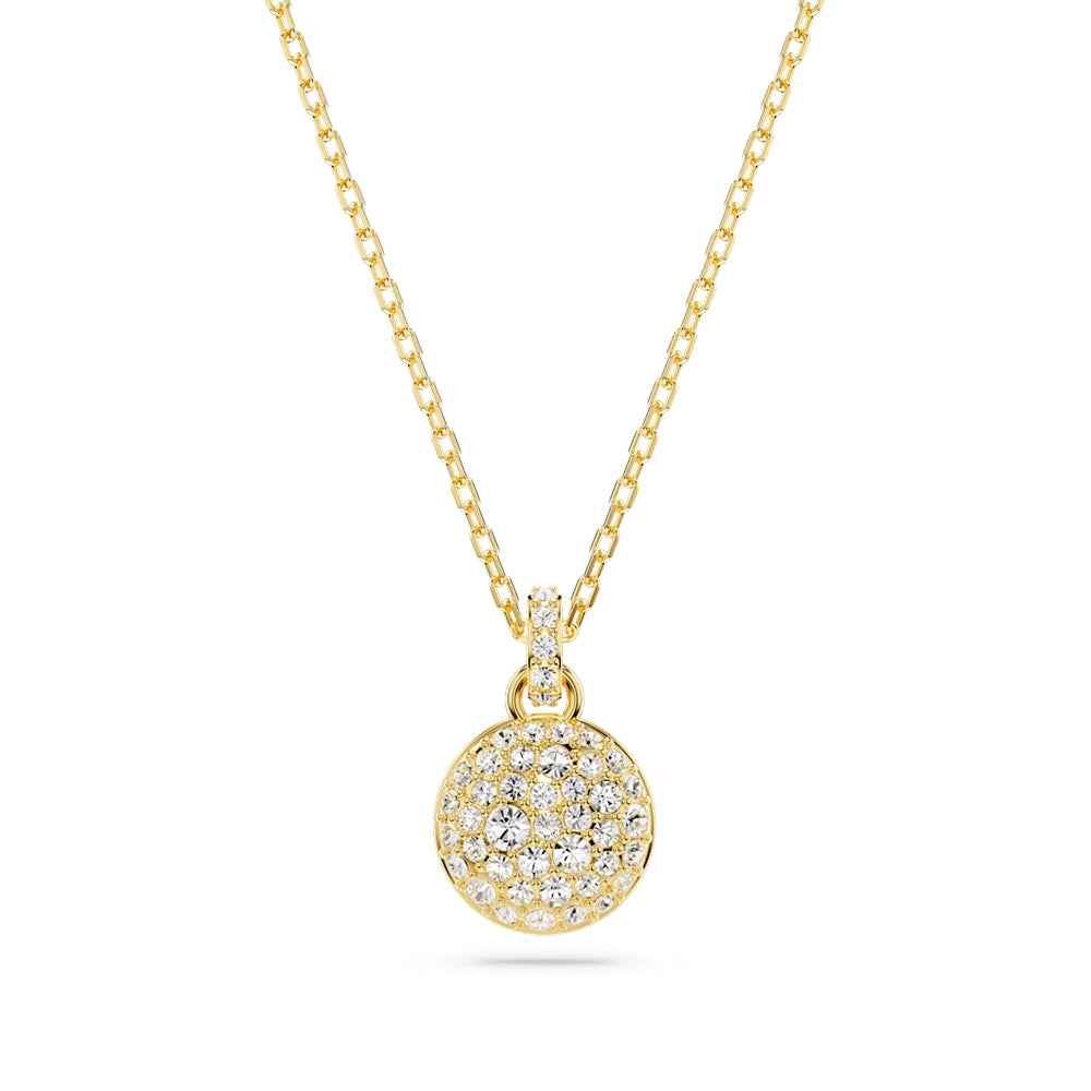 Swarovski Meteora White Round Crystal Pendant in Yellow Gold-Tone Plating