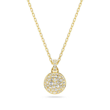 Swarovski Meteora White Round Crystal Pendant in Yellow Gold-Tone Plating