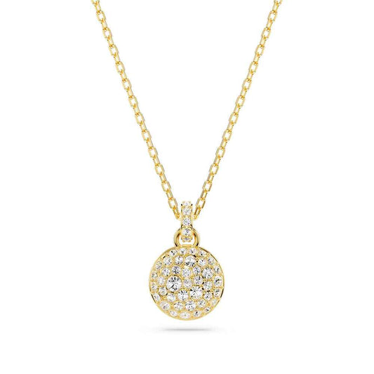 Swarovski Meteora White Round Crystal Pendant in Yellow Gold-Tone Plating