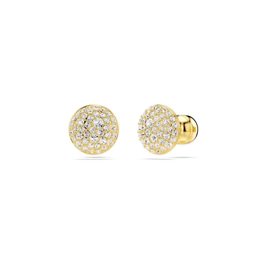 Swarovski Meteora White Round Crystal Earrings in Yellow Gold-Tone Plating