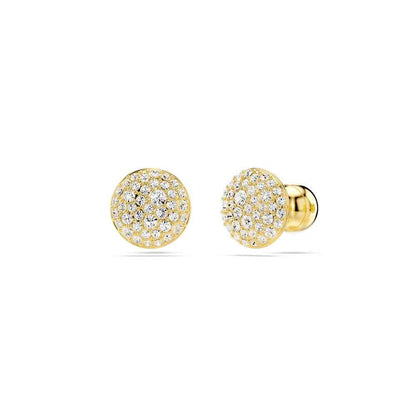 Swarovski Meteora White Round Crystal Earrings in Yellow Gold-Tone Plating