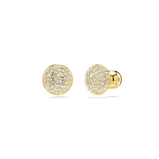 Swarovski Meteora White Round Crystal Earrings in Yellow Gold-Tone Plating