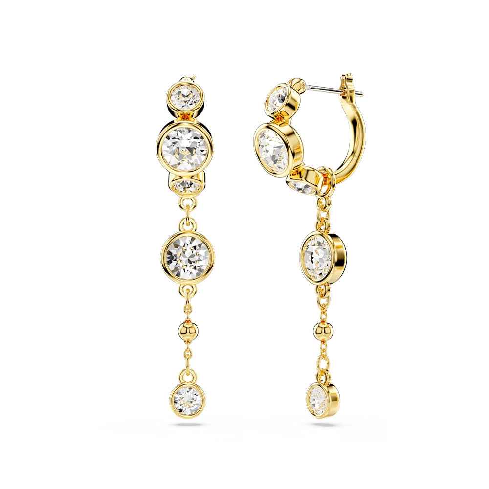 Swarovski Imber Round White Crystal Drop Earrings in Yellow Gold-Tone Plating