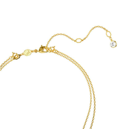 Swarovski Meteora Round White Crystal Layered Disc Pendant in Yellow Gold-Tone Plating close-up detail