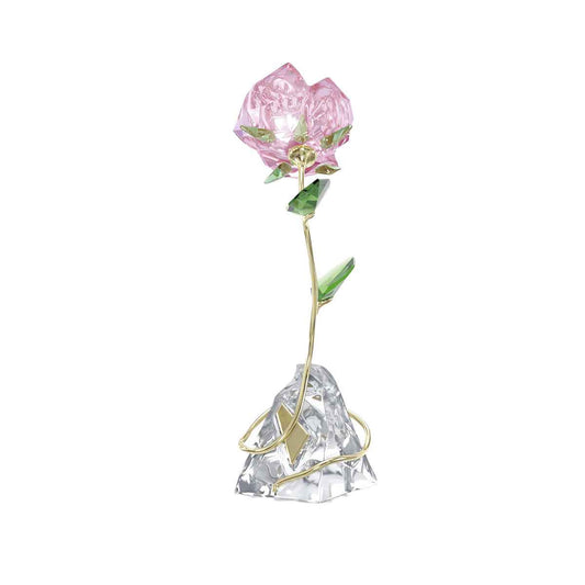 Swarovski Florere Crystal Rose Figurine with Yellow Gold-Tone Plating front view