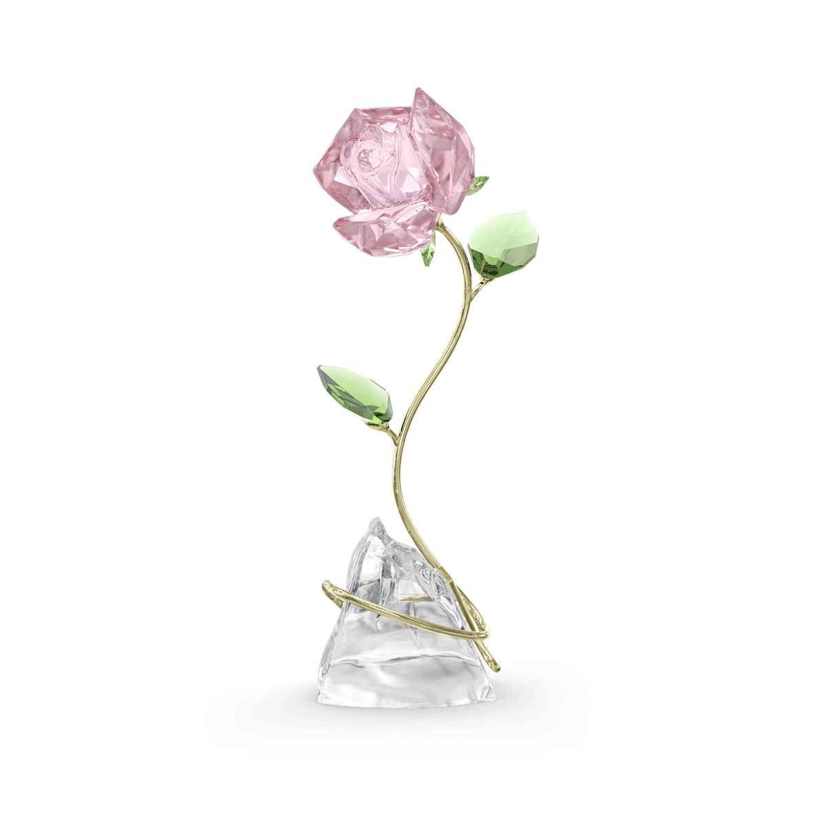 Swarovski Florere Crystal Rose Figurine with Yellow Gold-Tone Plating