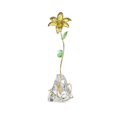 Swarovski Florere Lily Figurine with Yellow Gold-Tone Plating close-up detail