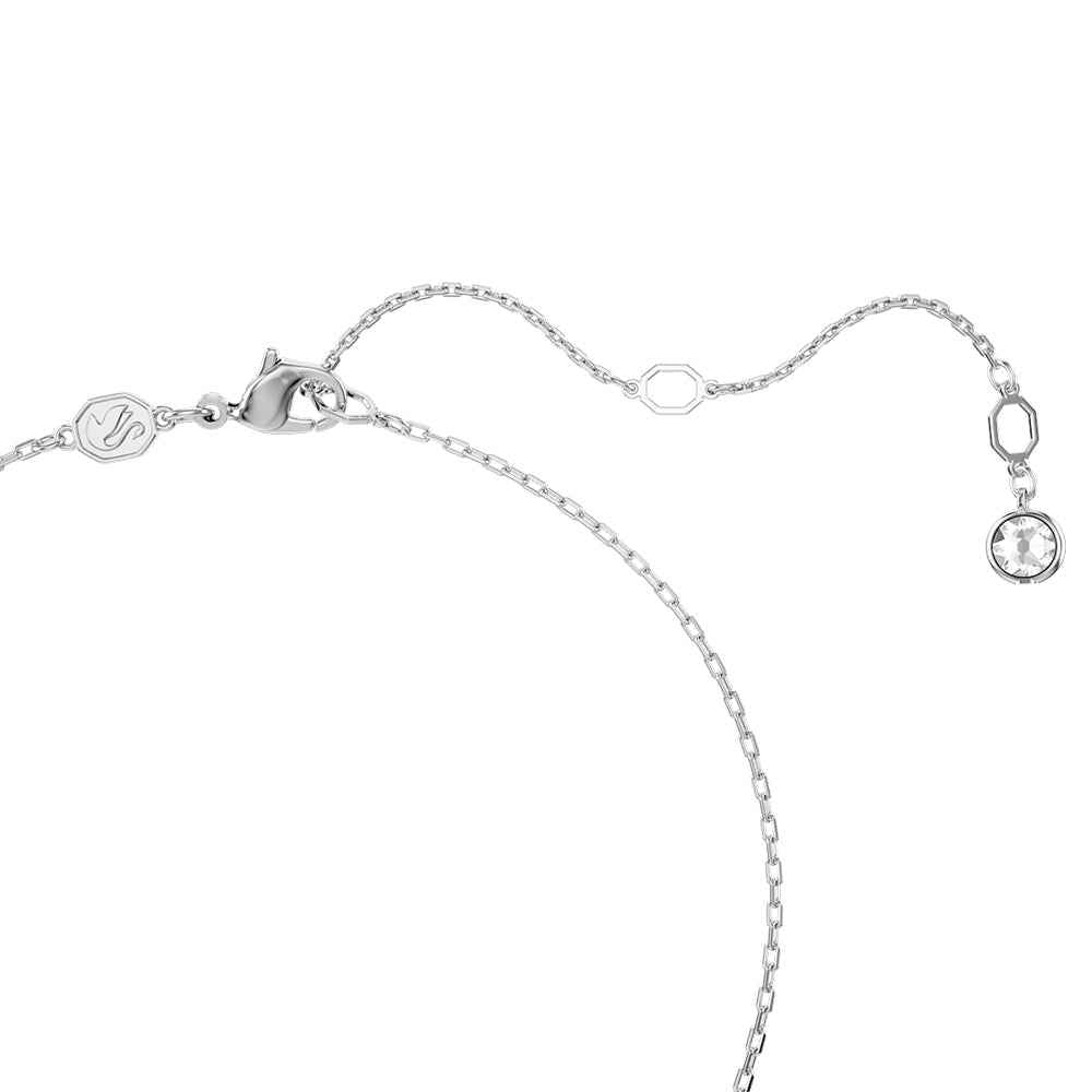 Swarovski Idyllia Round & Baguette White & Blue Crystal Pendant in White Rhodium Plating front view