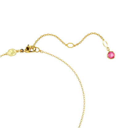 Swarovski Gema Crystal Pearl & Multi-Shape Pink Crystal Necklace in Yellow Gold-Tone Plating front view