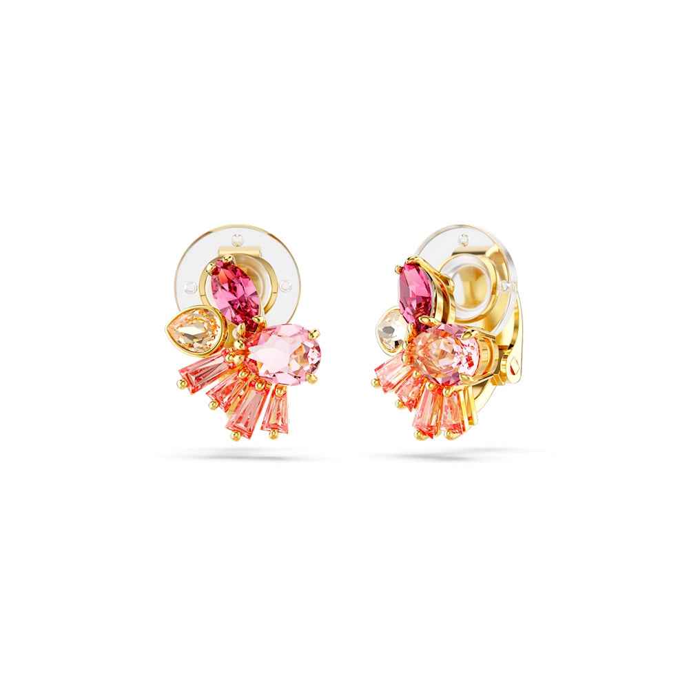 Swarovski Gema Pink & Champagne Multi-Shape Crystal Earrings in Yellow Gold-Tone Plating