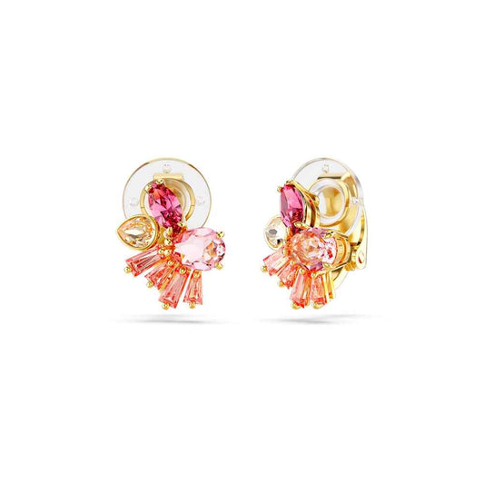 Swarovski Gema Pink & Champagne Multi-Shape Crystal Earrings in Yellow Gold-Tone Plating