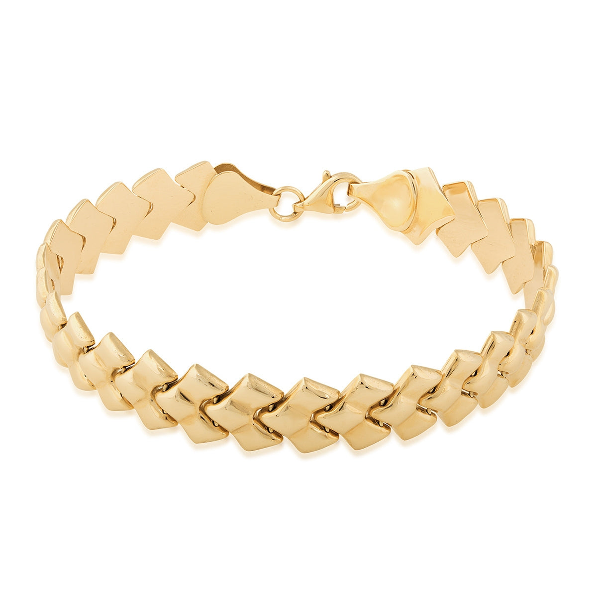 10mm 7-inch Polished Stampato Bracelet in 10K Yellow Gold