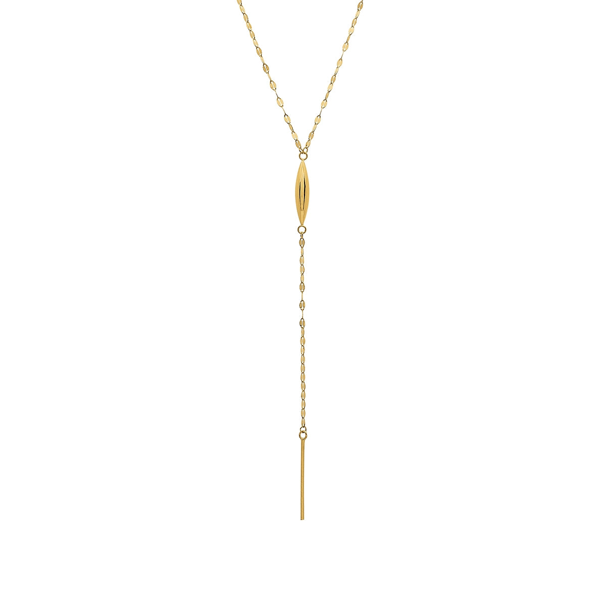 Tube & Bar Y Necklace in 10K Yellow Gold