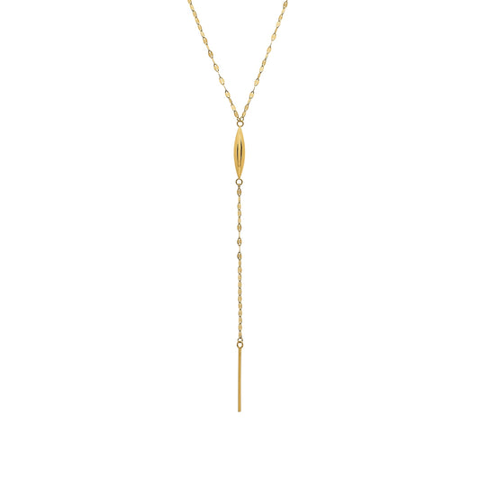 Tube & Bar Y Necklace in 10K Yellow Gold