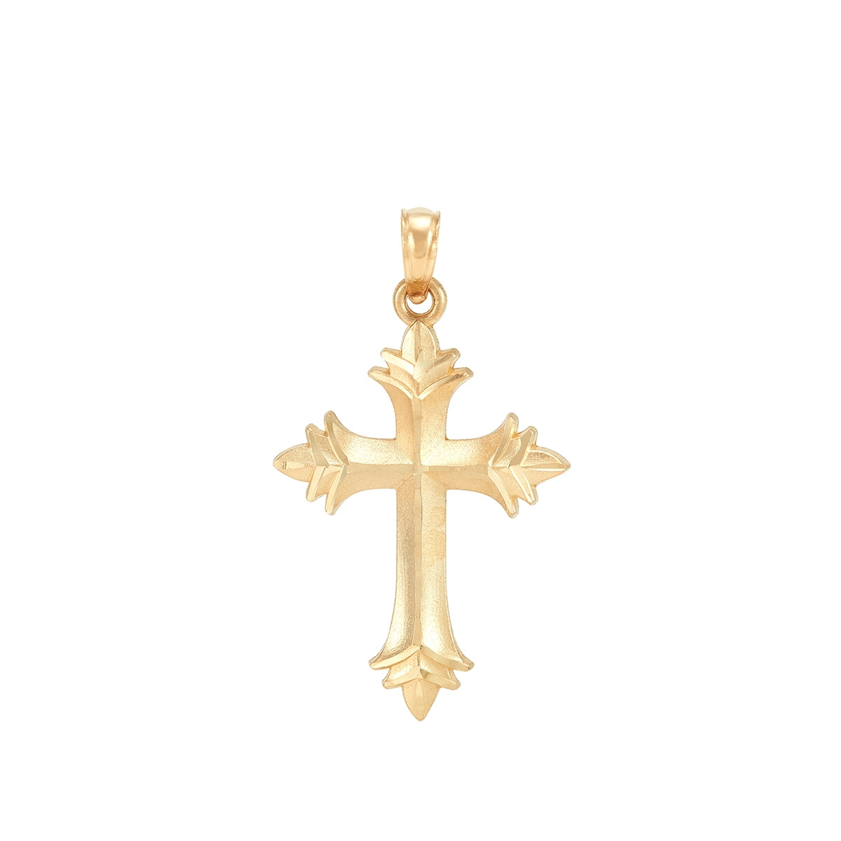 Flared Cross Pendant in 14K Yellow Gold