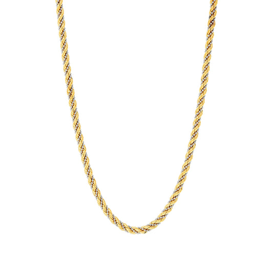 3mm 18-inch Hollow Cashmere Rope & Bead Wrap Chain in 14K Yellow & White Gold