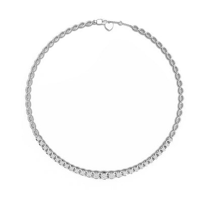 1 ct. tw. Diamond Round Cluster 18-inch Oval Link Necklace in 14K White Gold front view