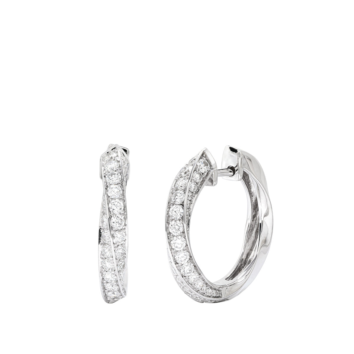 Sirus Tanya 1-1/5 ct. tw. Diamond Twisted Hoop Earrings in 18K White Gold