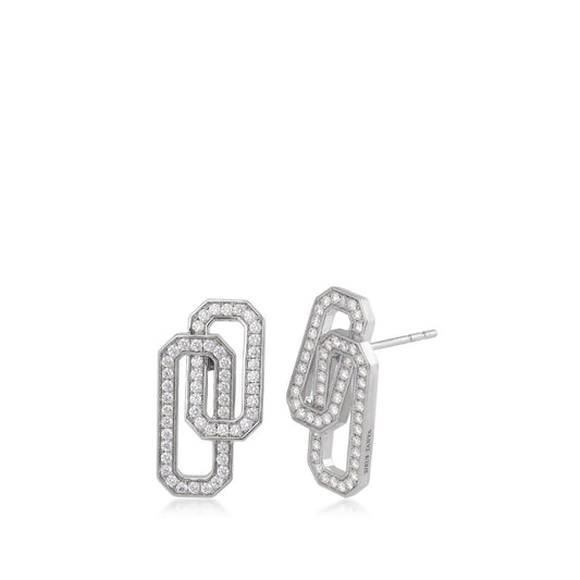 Sirus Tanya 1 ct. tw. Diamond Offset Link Drop Earrings in 18K White Gold