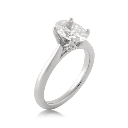 Adamante 2 ct. tw. Lab-Grown Oval Diamond Solitaire Engagement Ring in 14K White Gold front view