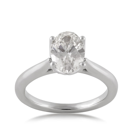Adamante 2 ct. tw. Lab-Grown Oval Diamond Solitaire Engagement Ring in 14K White Gold