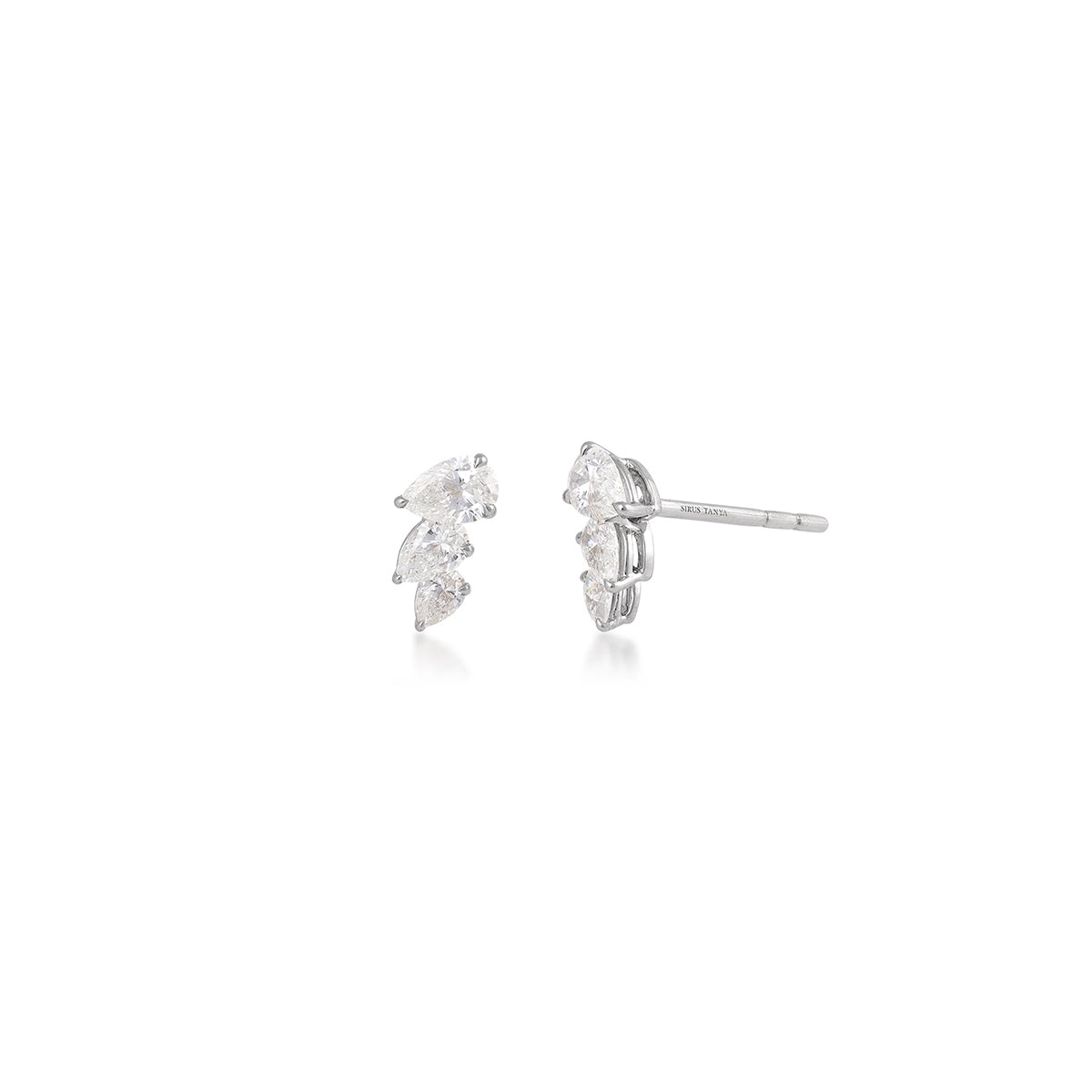 Sirus Tanya 7/8 ct. tw. 3-Stone Pear Diamond Earrings in 18K White Gold