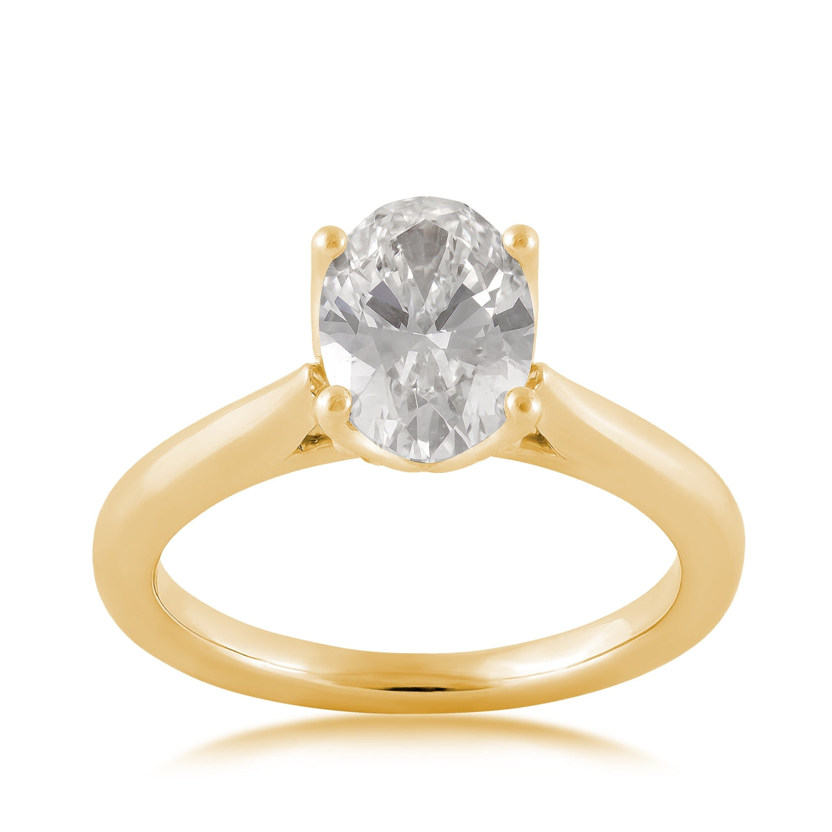 Adamante 2 ct. tw. Lab-Grown Oval Diamond Solitaire Engagement Ring in 14K Yellow Gold