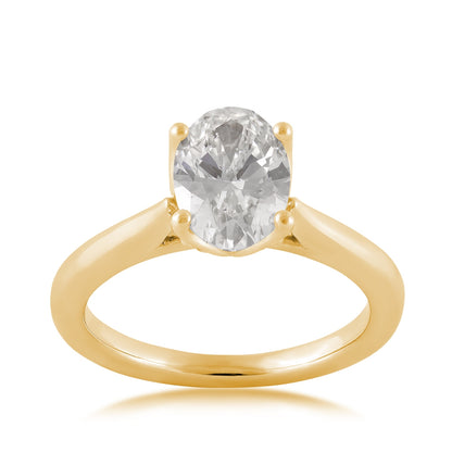 Adamante 2 ct. tw. Lab-Grown Oval Diamond Solitaire Engagement Ring in 14K Yellow Gold