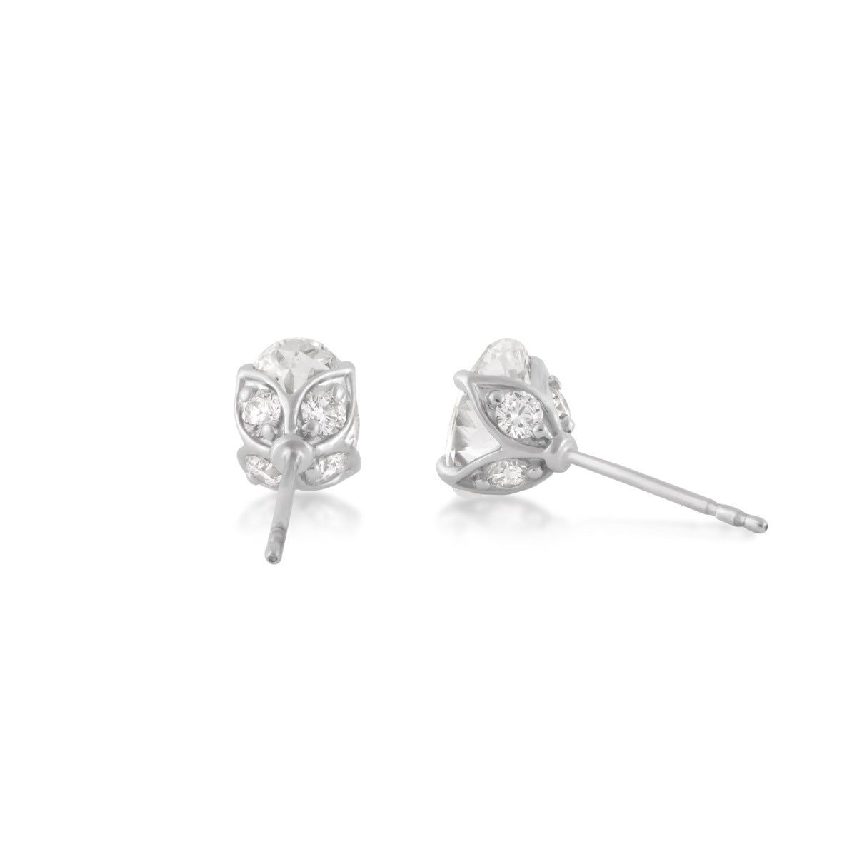Adamante 2 ct. tw. Lab-Grown Oval Diamond Earrings in 14K White Gold front view