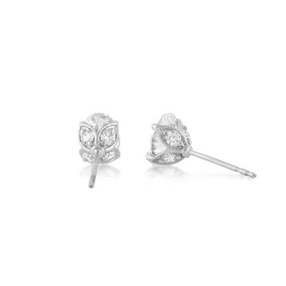 Adamante 2 ct. tw. Lab-Grown Oval Diamond Earrings in 14K White Gold front view