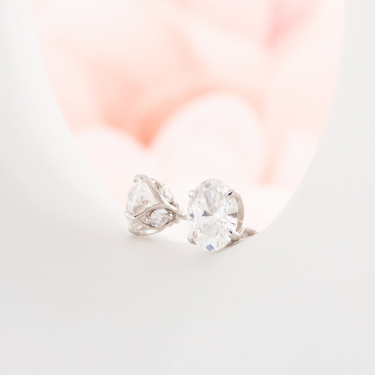 Adamante 2 ct. tw. Lab-Grown Oval Diamond Earrings in 14K White Gold close-up detail