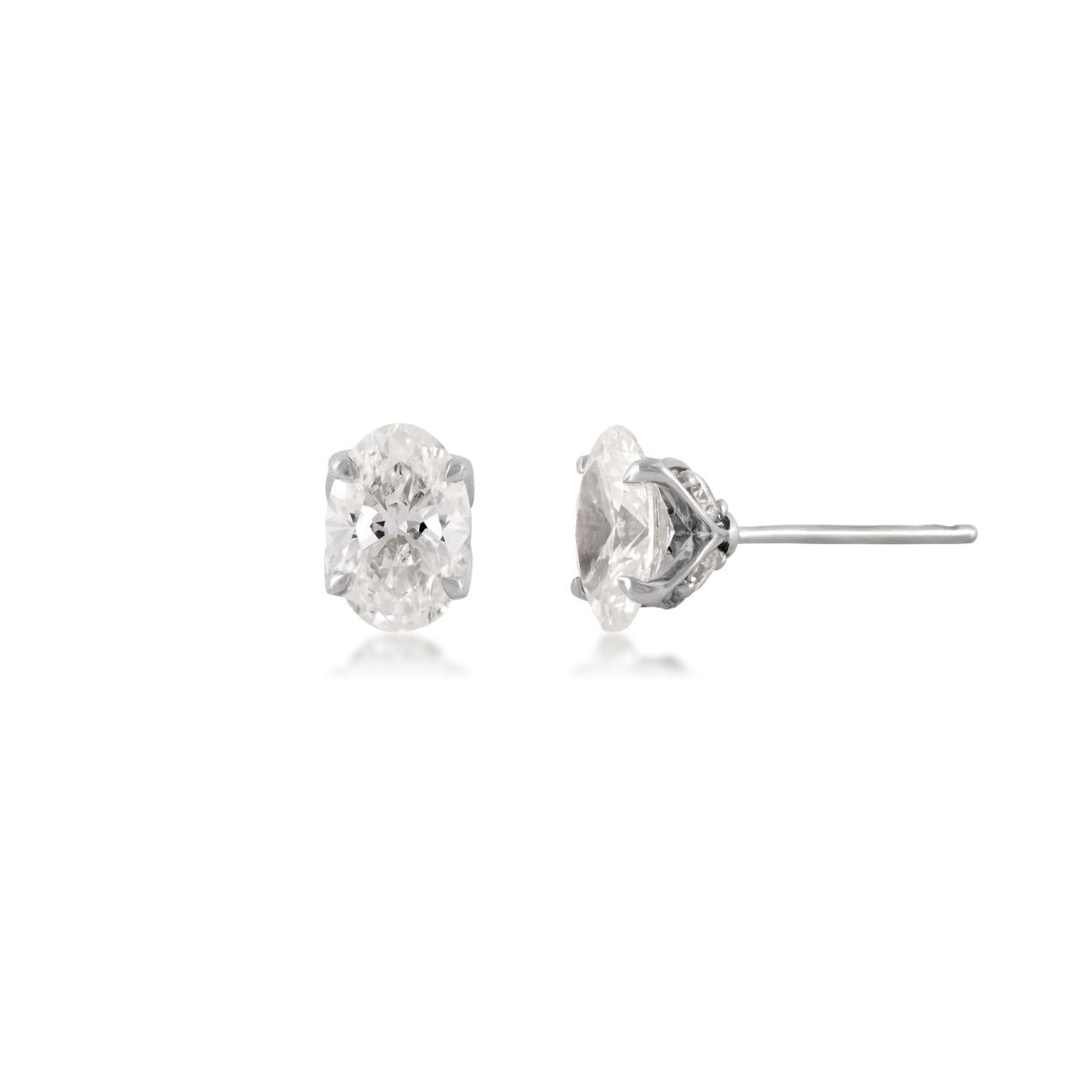 Adamante 2 ct. tw. Lab-Grown Oval Diamond Earrings in 14K White Gold