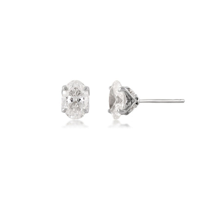 Adamante 2 ct. tw. Lab-Grown Oval Diamond Earrings in 14K White Gold