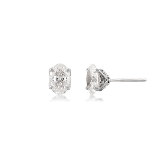 Adamante 2 ct. tw. Lab-Grown Oval Diamond Earrings in 14K White Gold