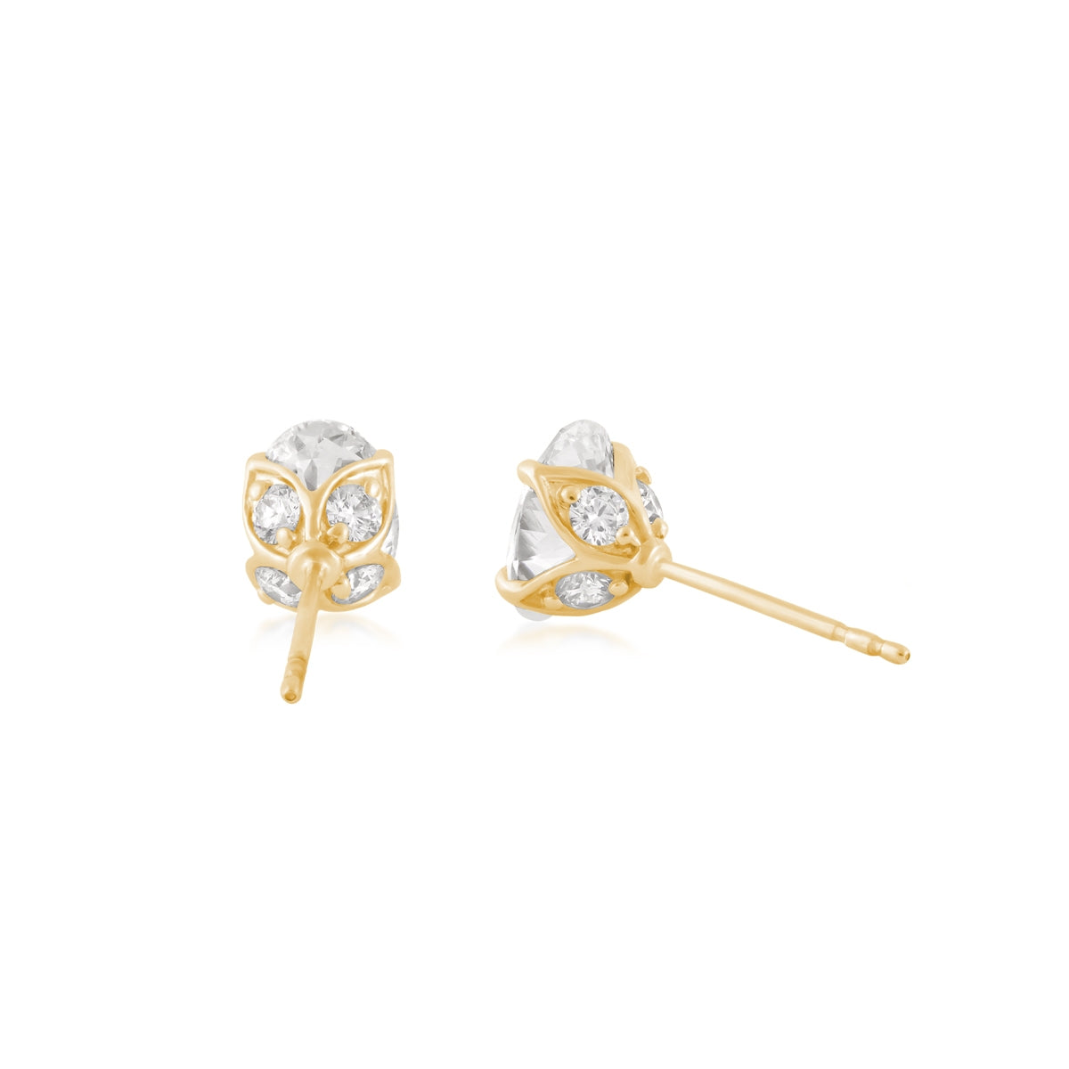 Adamante 2 ct. tw. Lab-Grown Oval Diamond Earrings in 14K Yellow Gold front view
