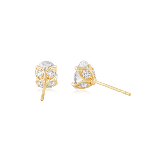 Adamante 2 ct. tw. Lab-Grown Oval Diamond Earrings in 14K Yellow Gold front view
