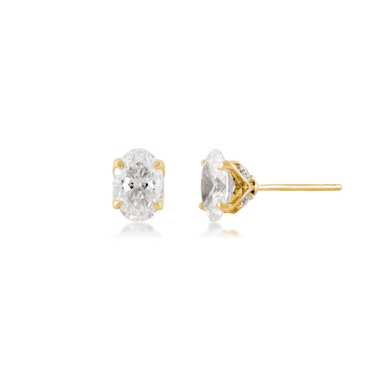 Adamante 2 ct. tw. Lab-Grown Oval Diamond Earrings in 14K Yellow Gold